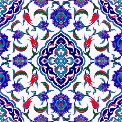 20x20 Çini Seramik Karo – Sarmaşık Lale Çini – CSK-021