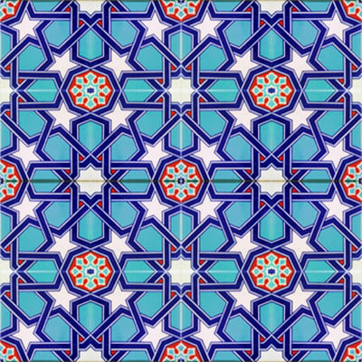 20x20 Çini Seramik Karo – Mavi Beyaz Geometri Seramik – CSK-048
