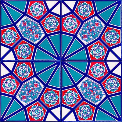 20x20 Çini Seramik Karo – Mavi Beyaz Geometri Seramik – CSK-005