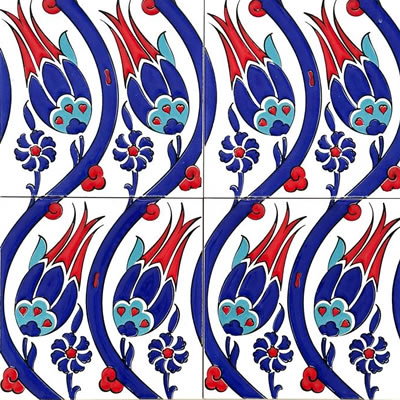 20x20 Çini Seramik Karo – Lale Sarmaşık Çini – CSK-036