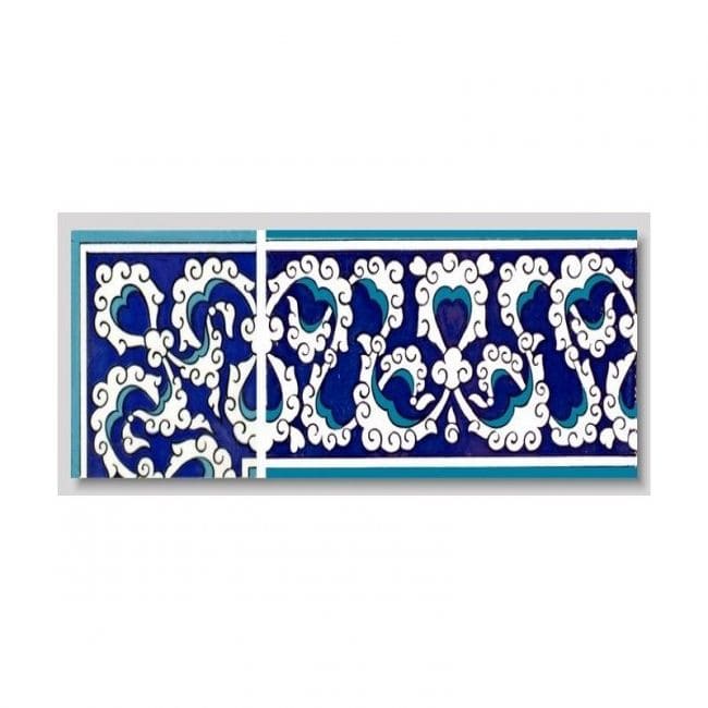 10x10 Çini Kenar Bordür – Mavi Beyaz Çini Bordür – BDR-014