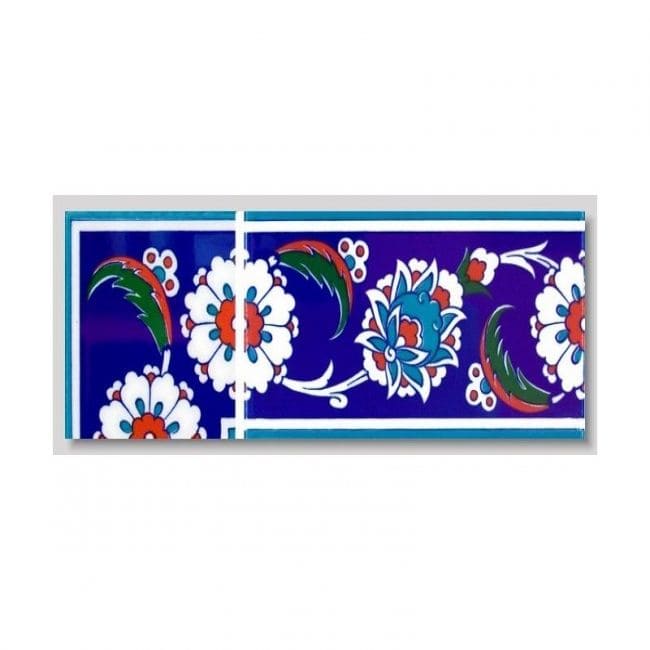 10x10 Çini Kenar Bordür – Çiçek Desenli Bordür Çini – BDR-016