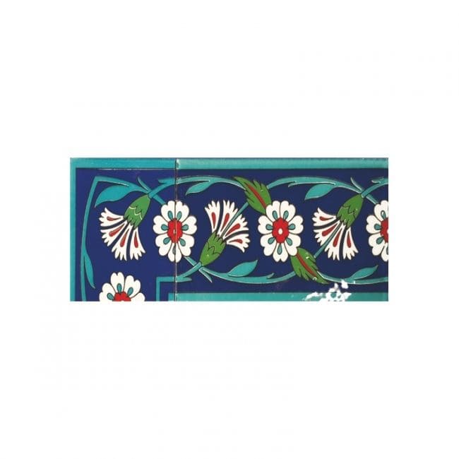 10x10 Çini Kenar Bordür – Çiçek Motifli Bordür – BDR-022