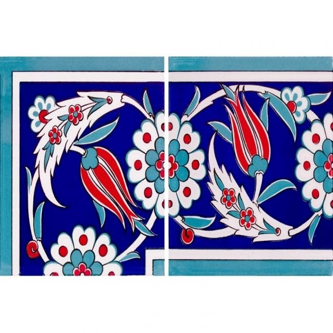 20x20 Çini Kenar Bordür – Kütahya Lale Bordür Çini – BDR20-010