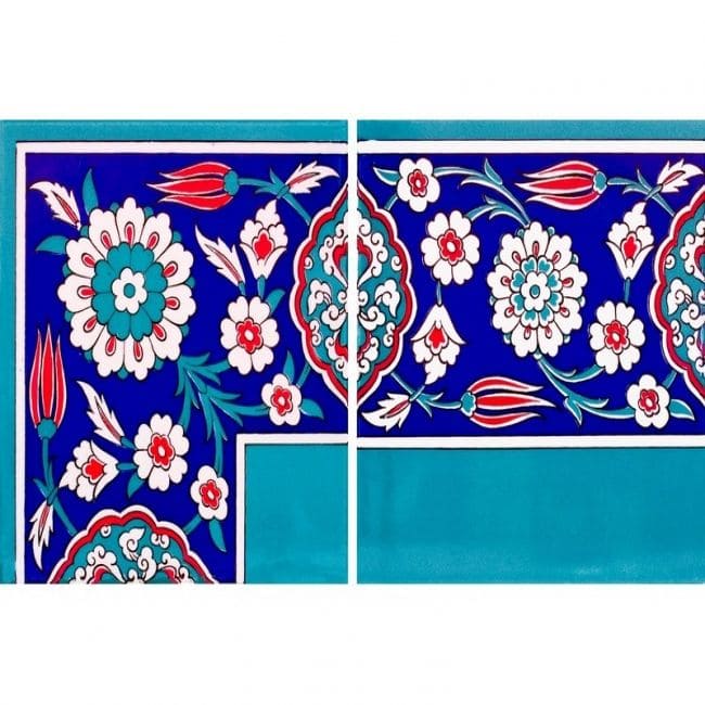 20x20 Çini Kenar Bordür – Çiçek Desenli Çini Bordür – BDR20-003