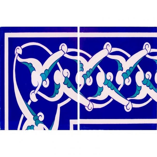 20x20 Çini Kenar Bordür – Mavi Renkli Bordür Çini – BDR20-006