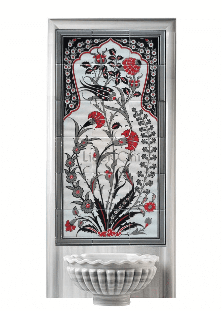 Kurna Arkası Çini Pano- Hamam Kurna Arkası Çini Papatya - KAP-010