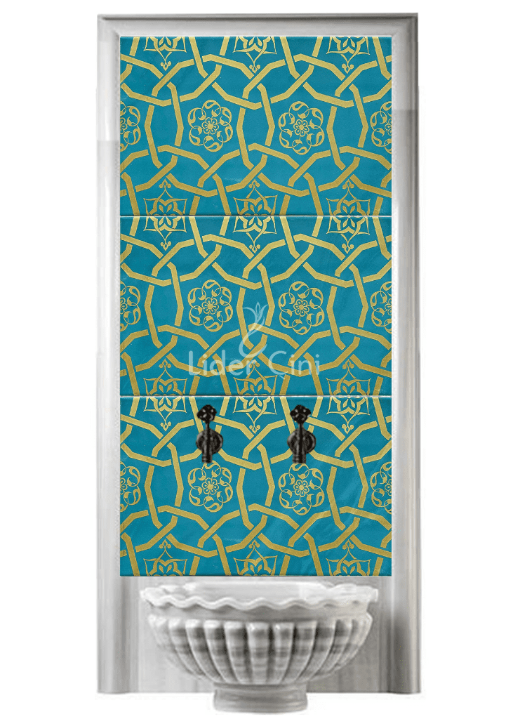 Kurna Arkası Çini Pano- Hamam Çini Pano Yaldızlı - KAP-101