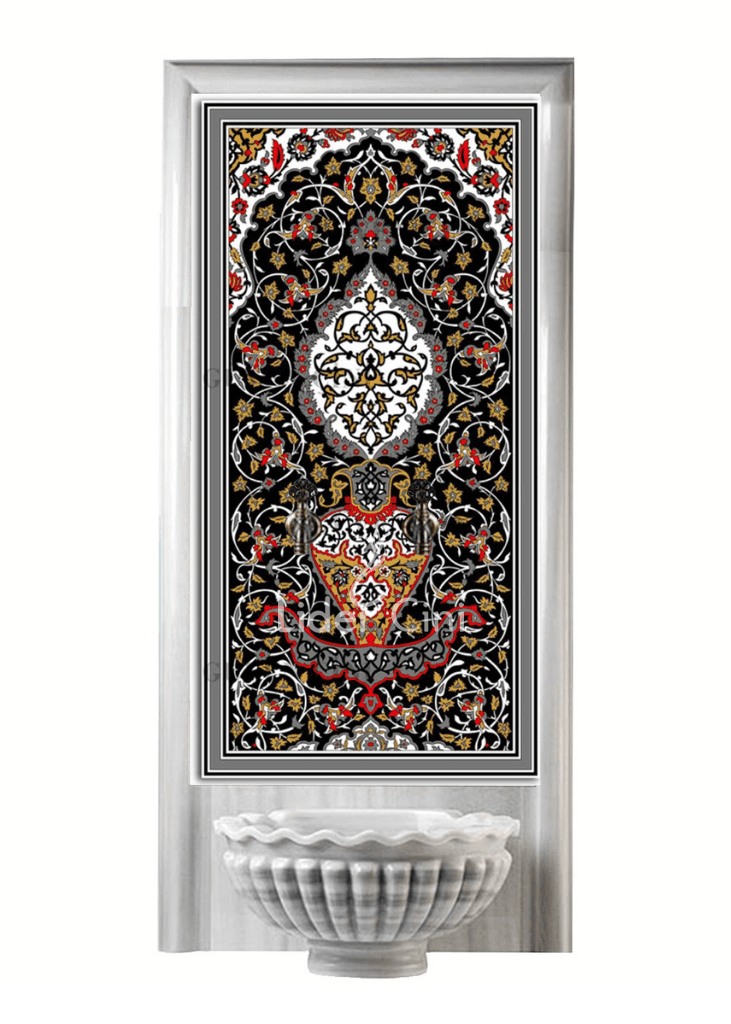 Kurna Arkası Çini Pano- Hamam Çini Pano Siyah Kahve - KAP-102