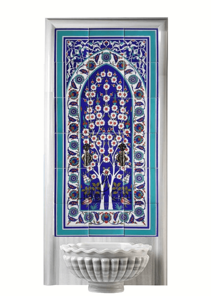 Kurna Arkası Çini Pano- Hamam Çini Pano Kobalt - KAP-103