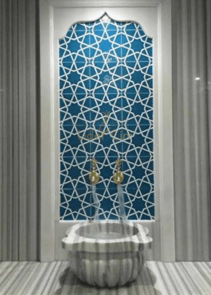 Kurna Arkası Çini Pano- Hamam Çini Selçuklu Motifli Pano - KAP-110