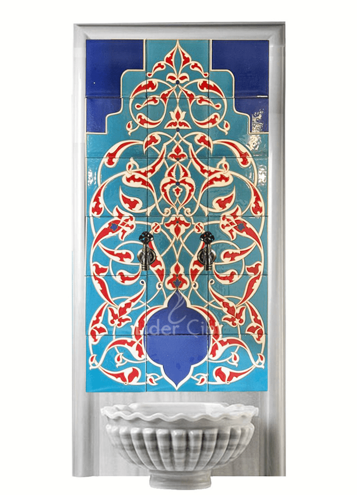 Kurna Arkası Çini Pano- Hamam Çini Pano Mavi Kobalt - KAP-116