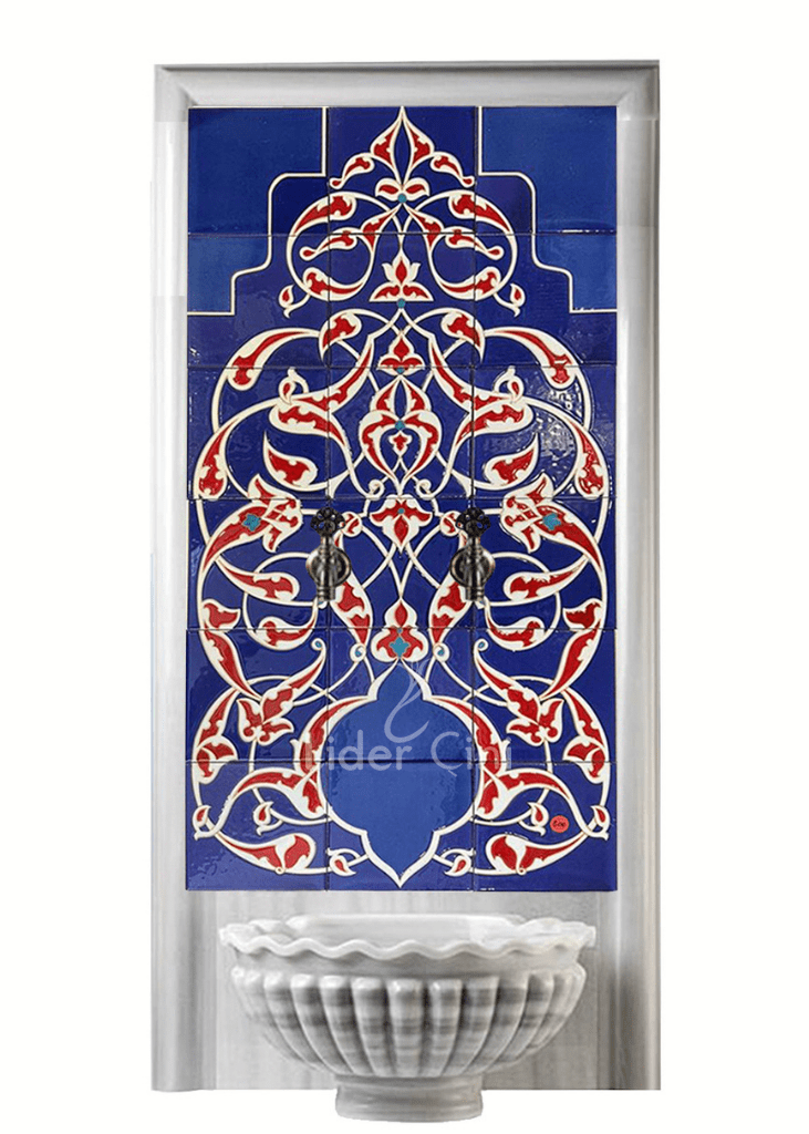 Kurna Arkası Çini Pano- Hamam Çini Pano Kobalt Sarmaşık - KAP-117