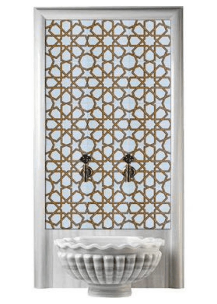 Kurna Arkası Çini Pano- Hamam Çini Pano Sarı Kabartma - KAP-119