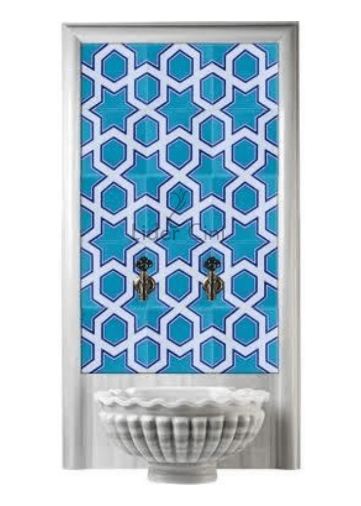 Kurna Arkası Çini Pano- Hamam Çini Pano Turkuaz Yıldız Desenli - KAP-124