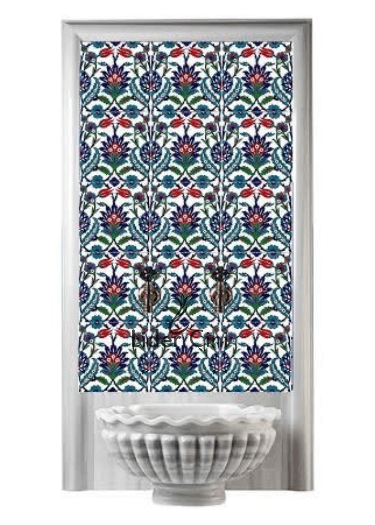 Kurna Arkası Çini Pano- Hamam Çini Pano Kütahya Çini Deseni - KAP-126