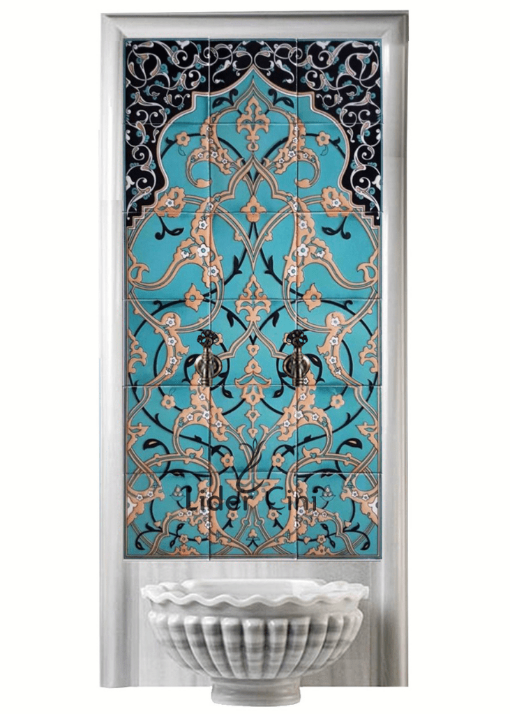Kurna Arkası Çini Pano- Hamam Çini Pano  Mavi - KAP-014