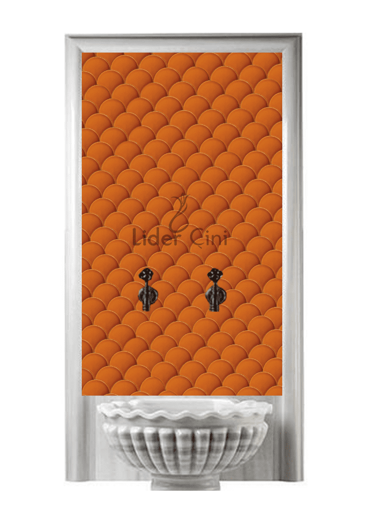 Kurna Arkası Çini Pano- Hamam Çini Balık Pulu Tarçın - KAP-015
