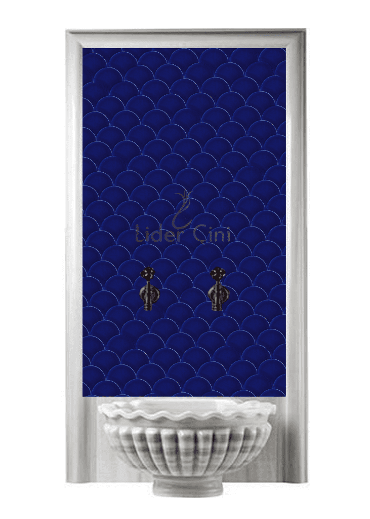 Kurna Arkası Çini Pano- Hamam Çini Balık Pulu Lacivert - KAP-016