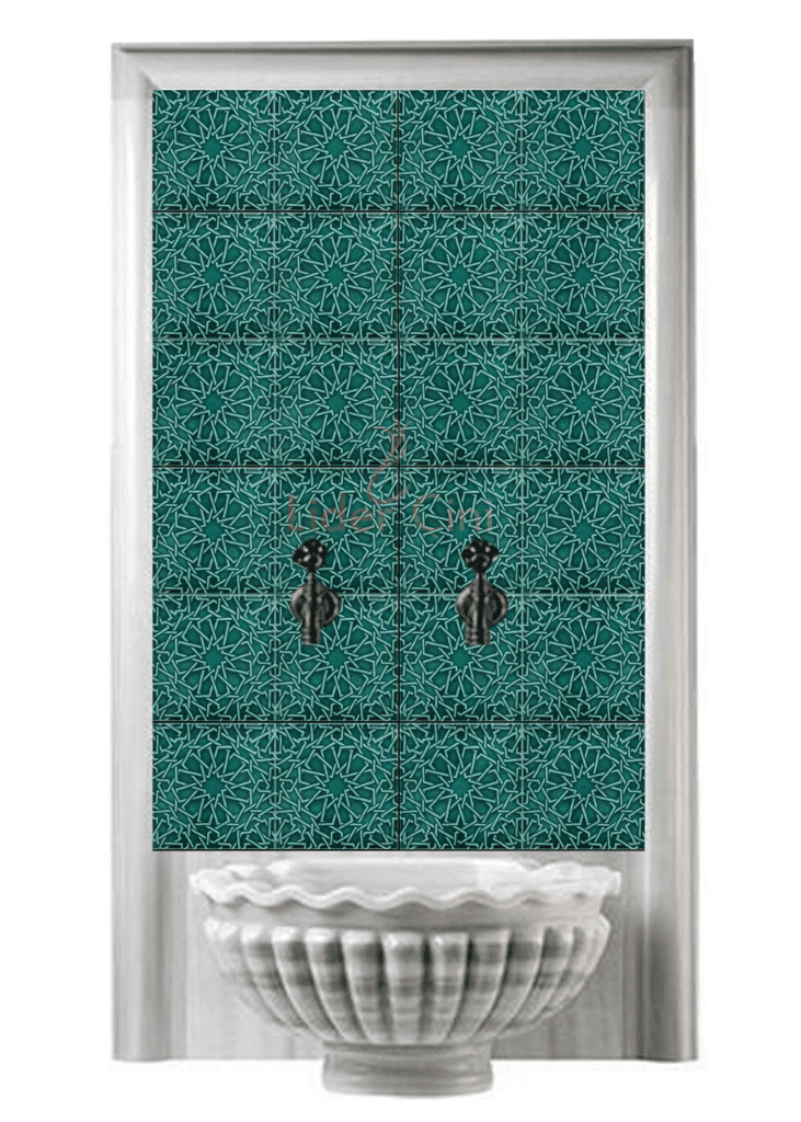 Kurna Arkası Çini Pano- Çini Turkuaz Pano - KAP-019