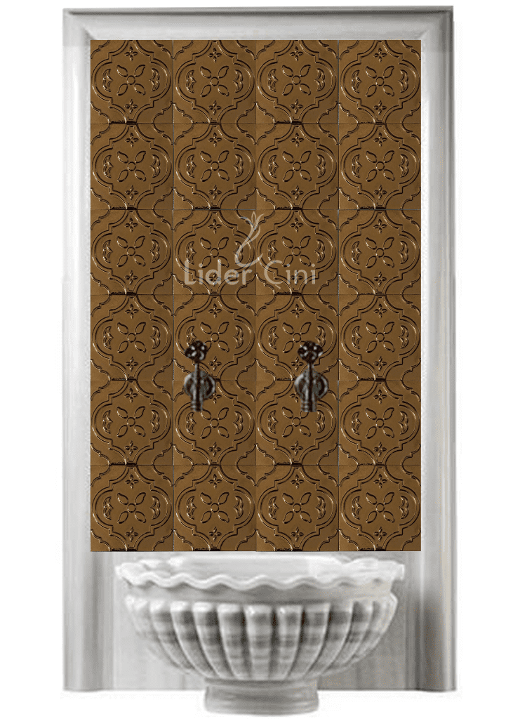 Kurna Arkası Çini Pano- Gold Arabesk Çini Seramik Pano - KAP-027