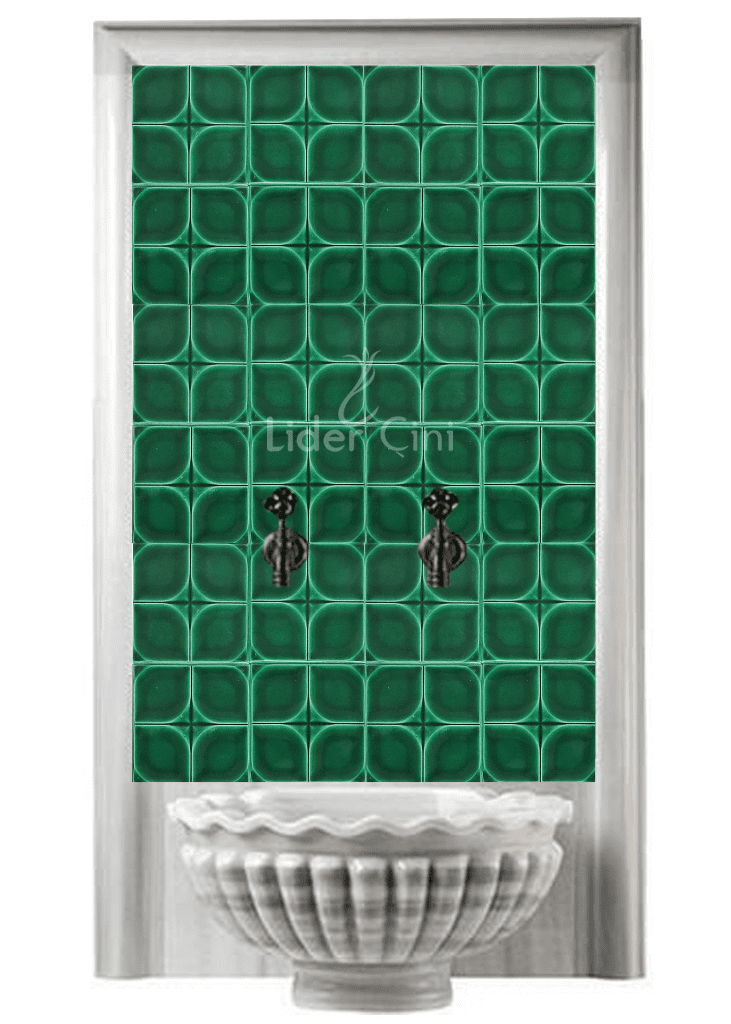 Kurna Arkası Çini Pano- Hamam Kurna Arkası Çini Seramik Yeşil - KAP-033