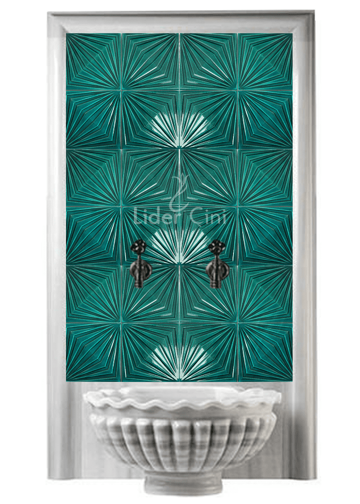Kurna Arkası Çini Pano- Hamam Kurna Arkası Turkuaz Diamond Seramik - KAP-034
