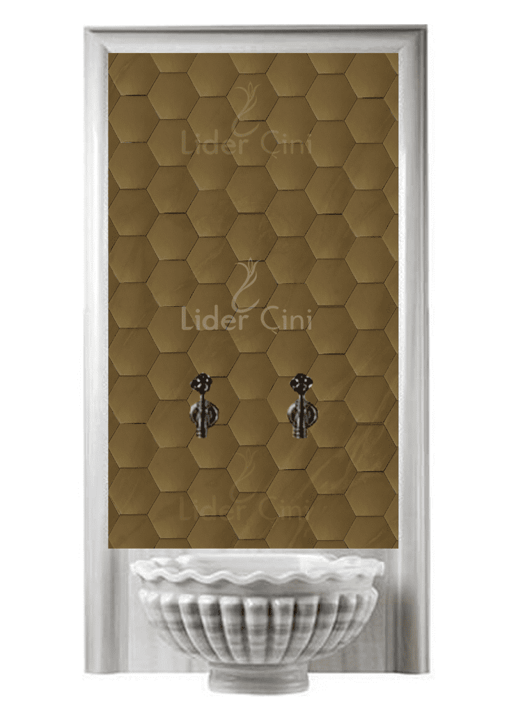 Kurna Arkası Çini Pano- Hamam Çini Altıgen Gold Seramik - KAP-039