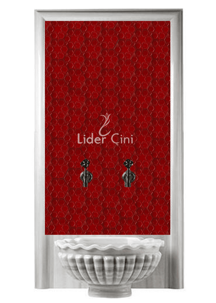 Kurna Arkası Çini Pano- Hamam Çini Altıgen Türkmen Yıldızı Kırmızı - KAP-047