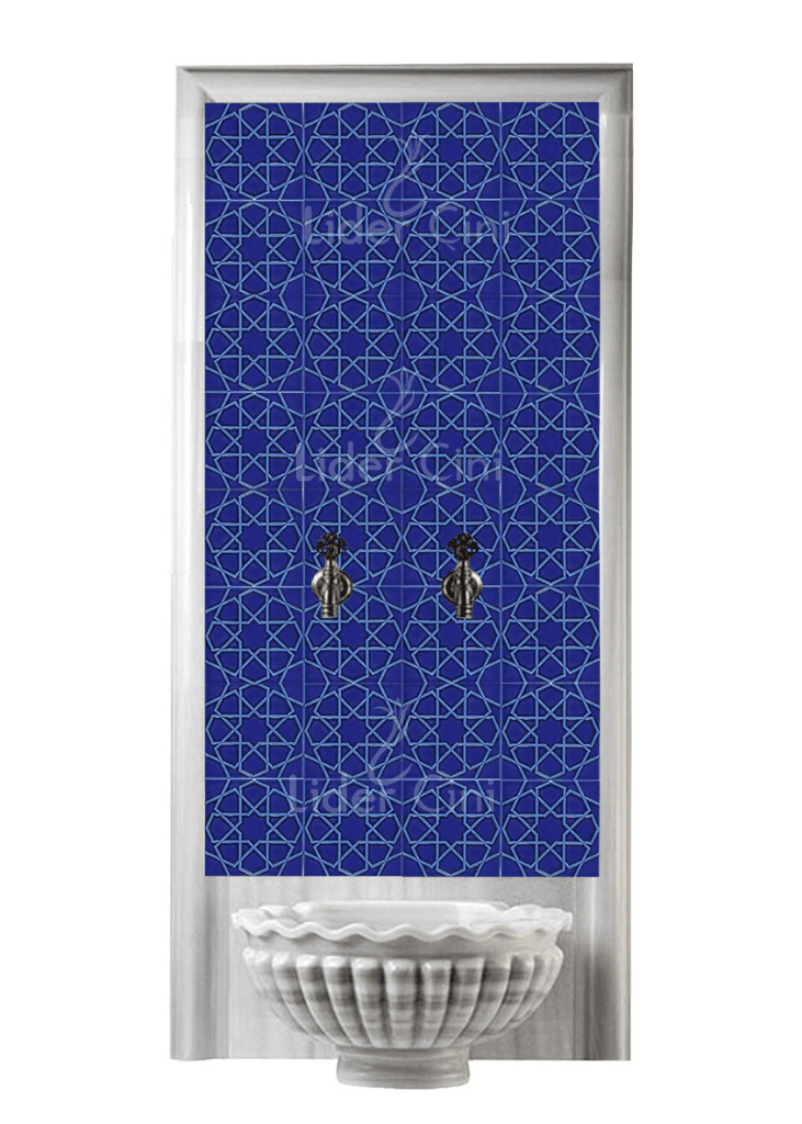 Kurna Arkası Çini Pano- Hamam Çini 20x20 Türkmen Yıldızı Kobalt - KAP-048