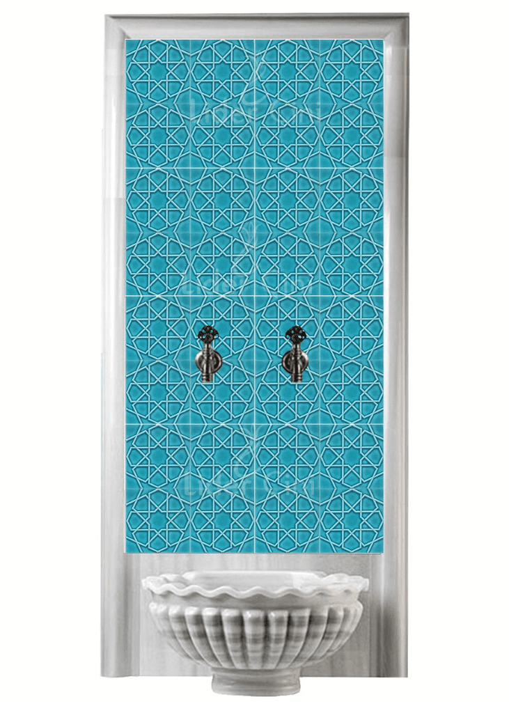 Kurna Arkası Çini Pano- Türkmen Yıldızı Hamam Çini - KAP-050