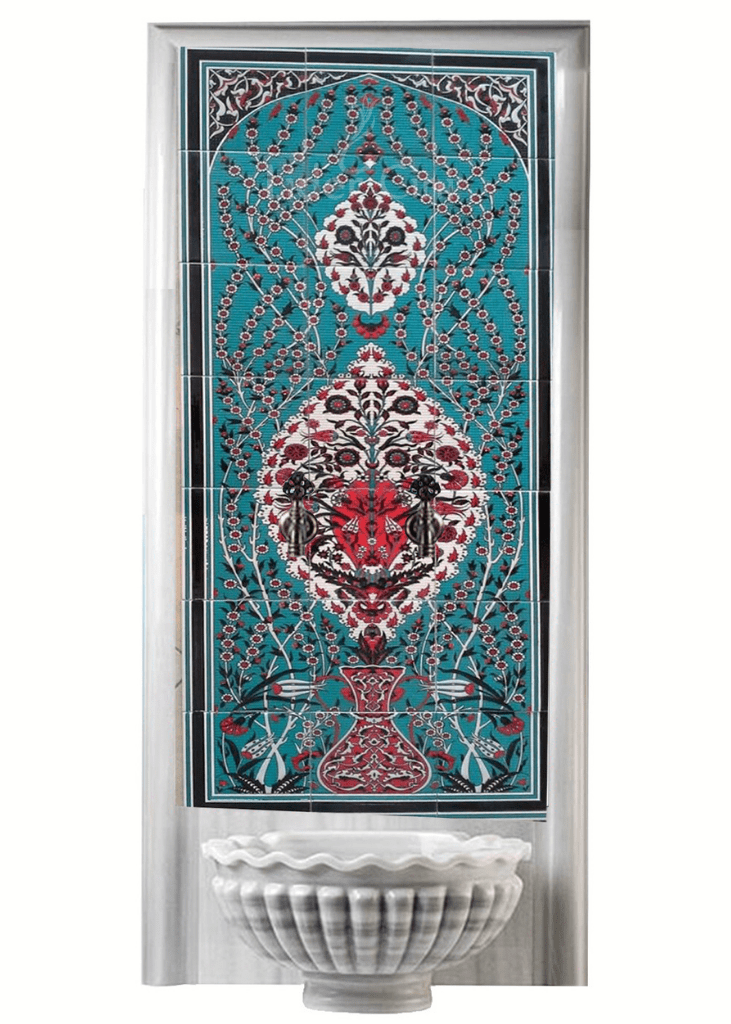 Kurna Arkası Çini Pano- Hamam Çini Pano Saksılı Sarmaşık - KAP-054