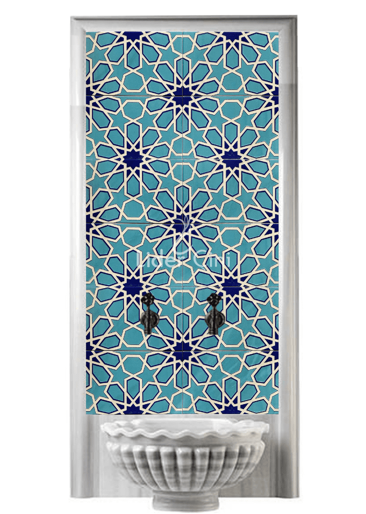 Kurna Arkası Çini Pano- Hamam Çini Pano Geometri - KAP-062