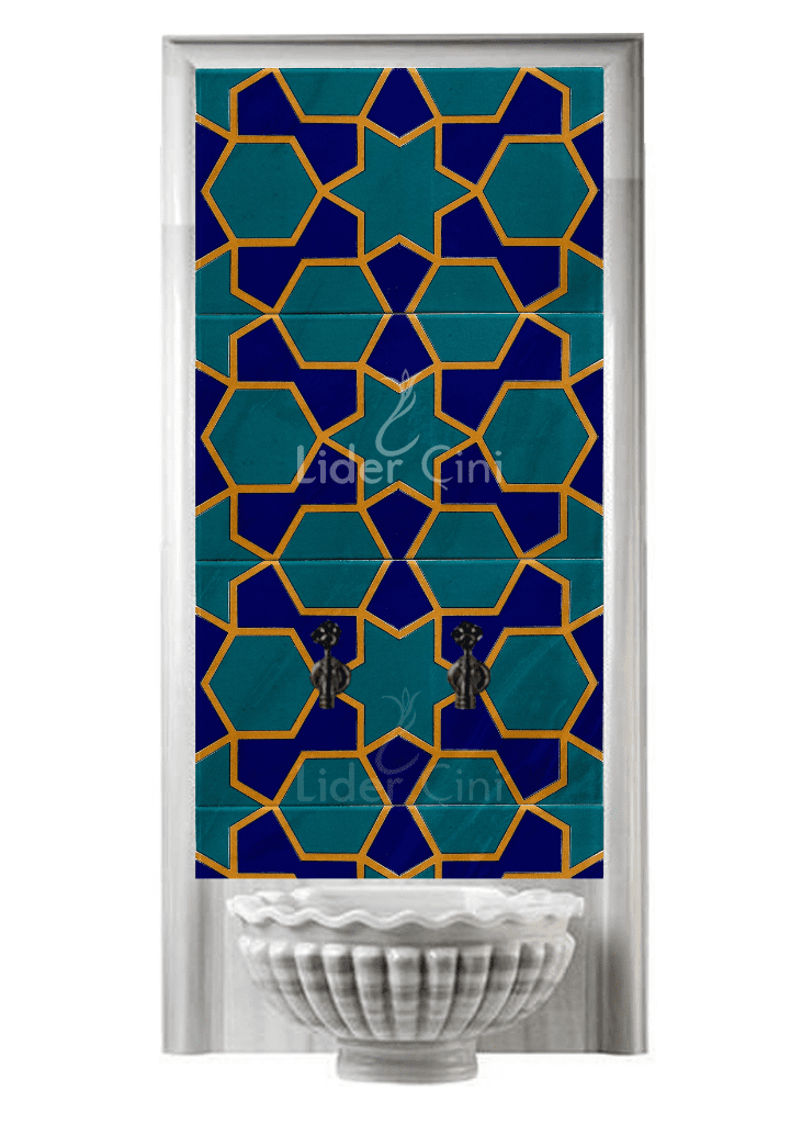Kurna Arkası Çini Pano- Hamam Çini Pano Geometrik - KAP-074
