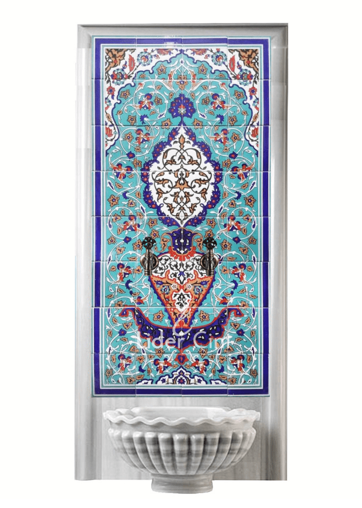 Kurna Arkası Çini Pano- Hamam Çini Porselen Pano Saksılı - KAP-077