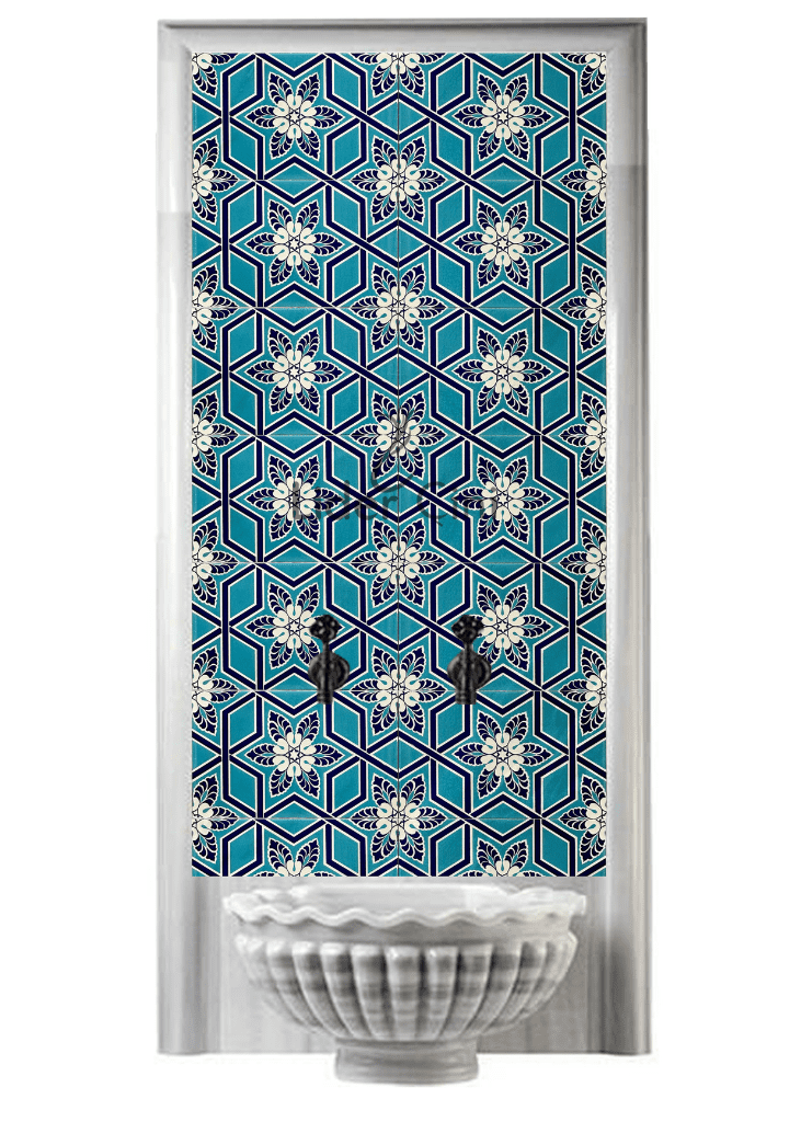 Kurna Arkası Çini Pano- Hamam Kurna Önü Çini Pano Mavi - KAP-085