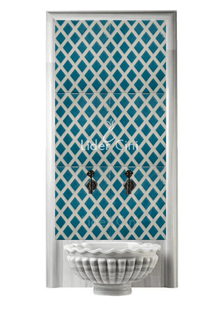 Kurna Arkası Çini Pano- Hamam Çini Pano Turkuaz Dilimli - KAP-087