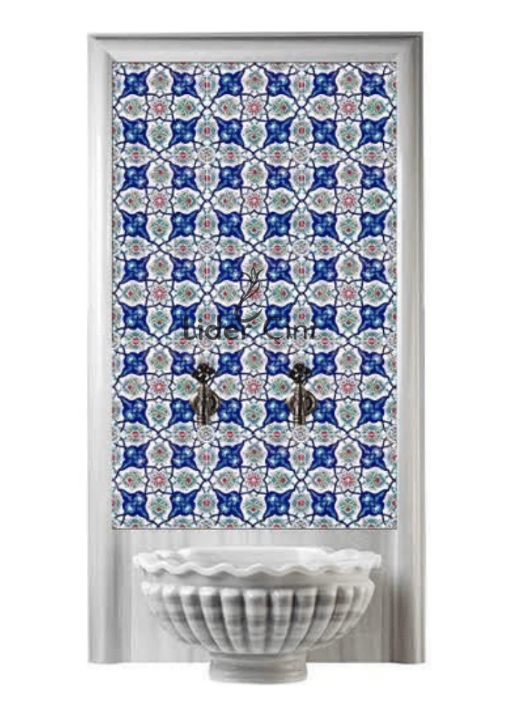 Kurna Arkası Çini Pano- Türk Hamamı Mavi Çini Pano - KAP-097
