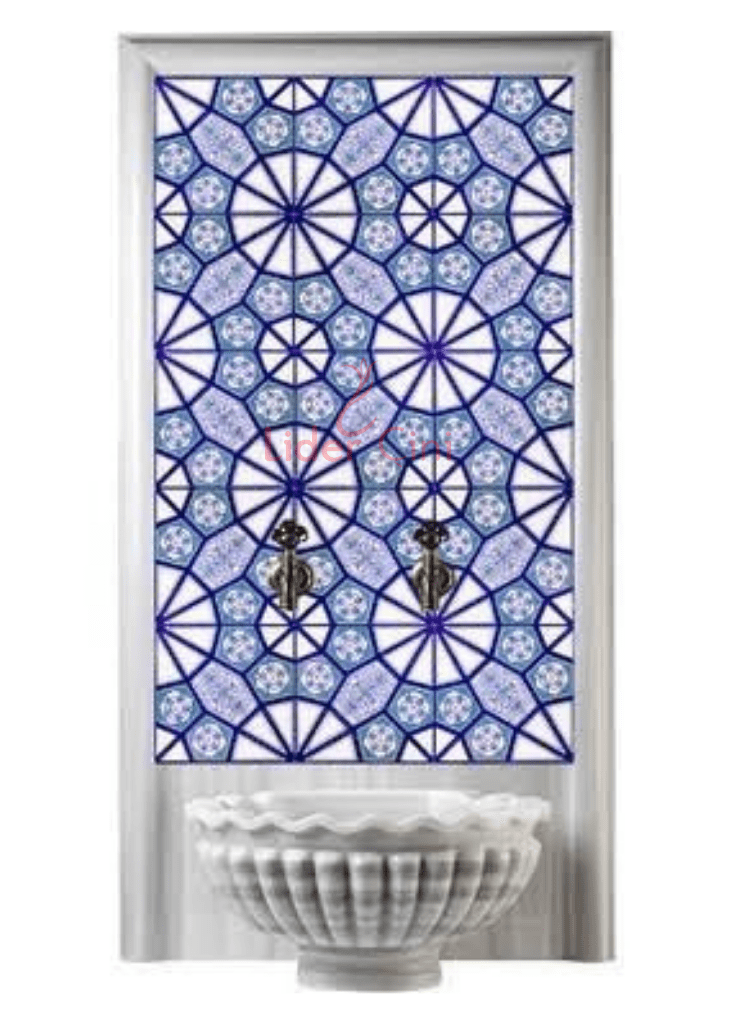 Kurna Arkası Çini Pano- Hamam Çini Pano Mavi Beyaz - KAP-099