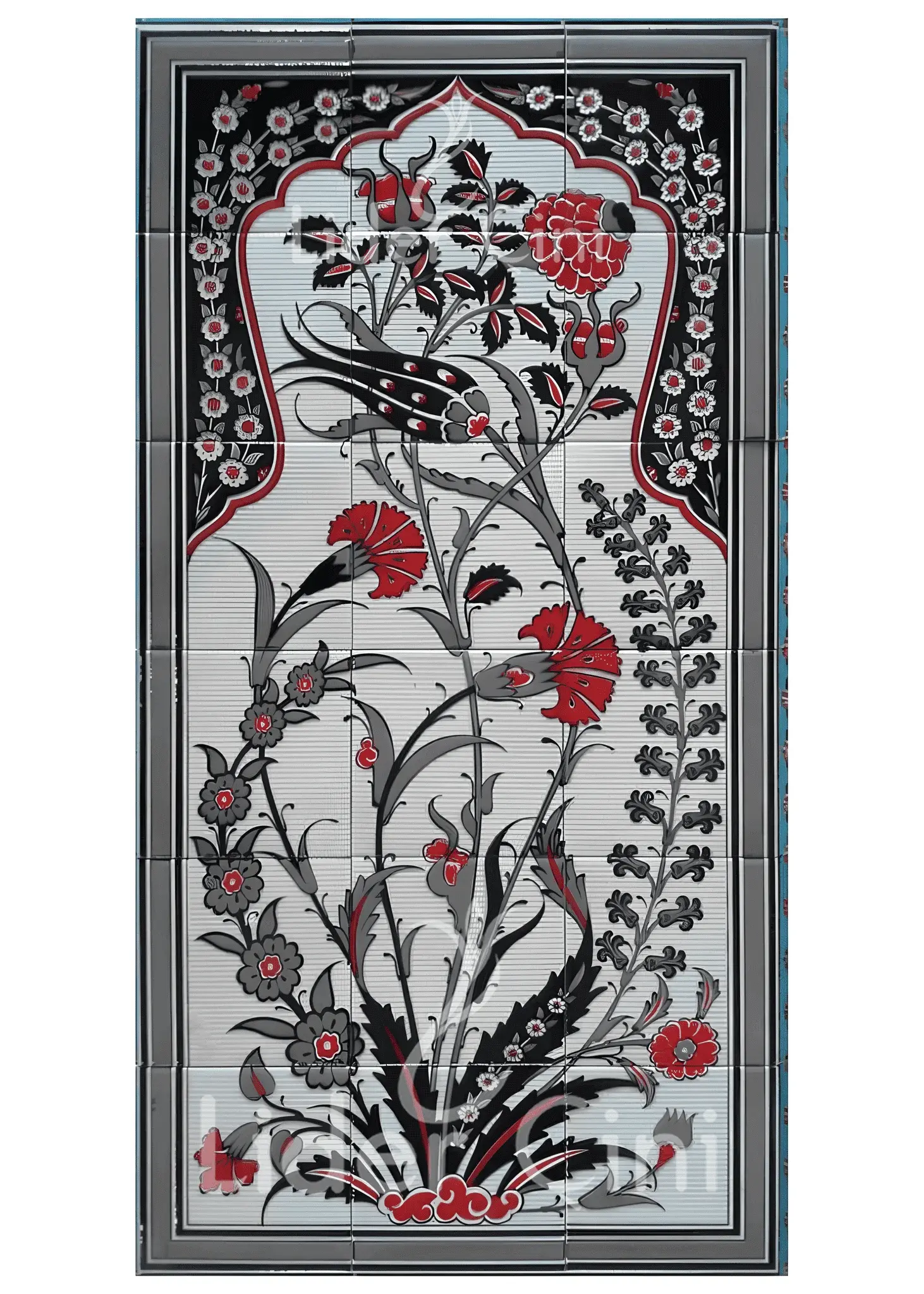 İznik Çini Panoları-Sarmaşık Lale Desenli Çini Pano-IZP-026