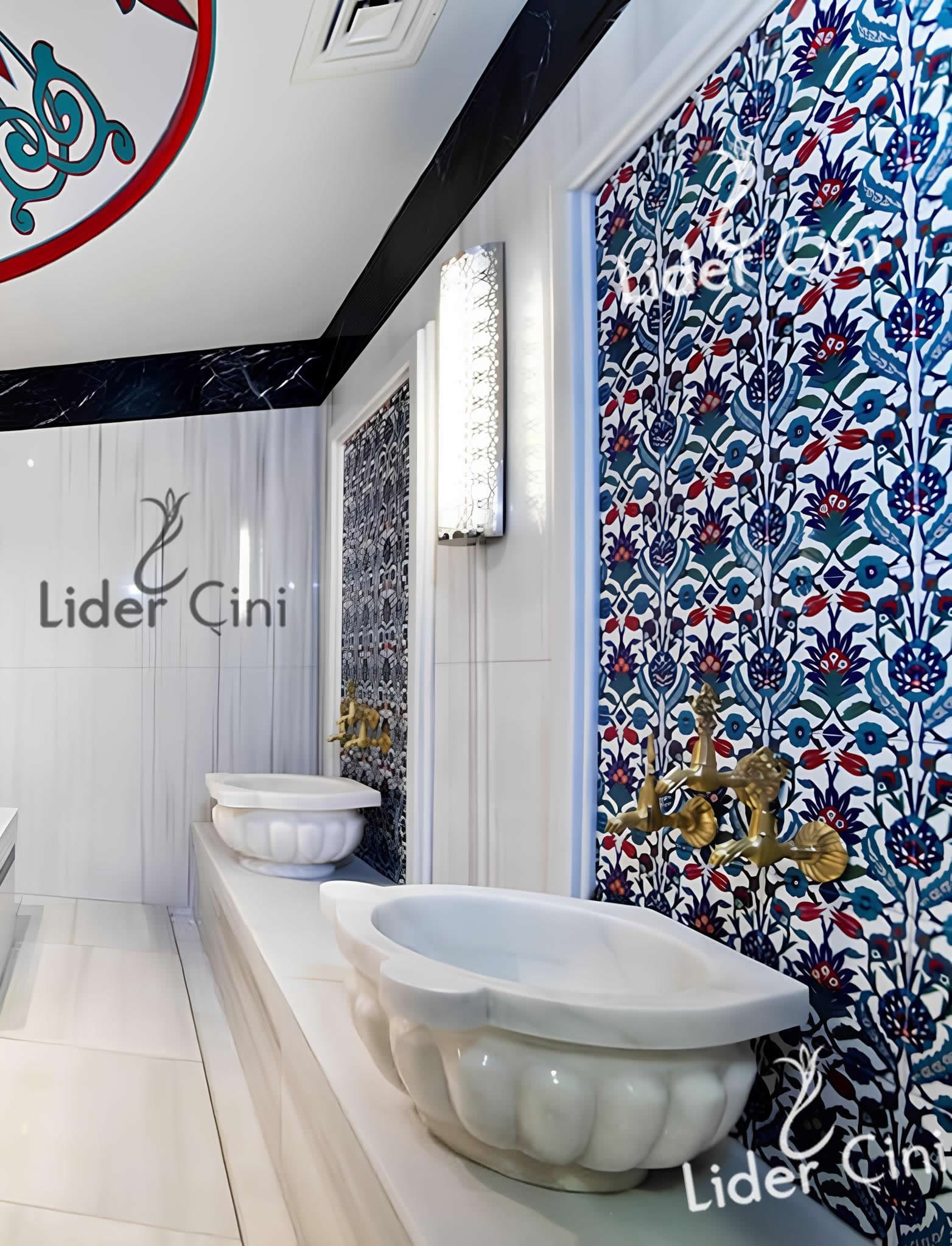 Türk Hamam Çini Panoları-Osmanlı Hamamı Çini Tasarımları-THP-016