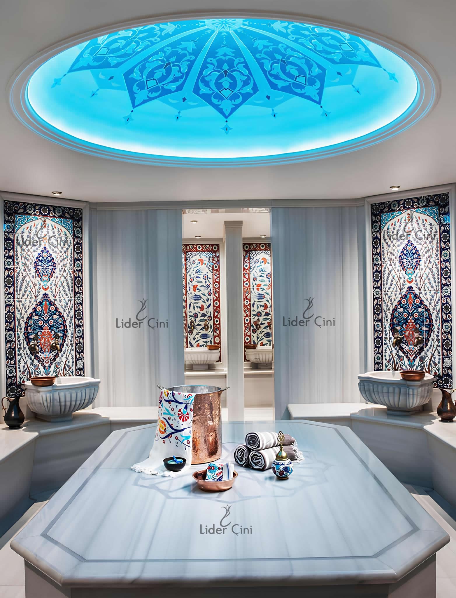 Türk Hamam Çini Panoları-El Yapımı  Türk Hamamı Çini Pano-THP-023