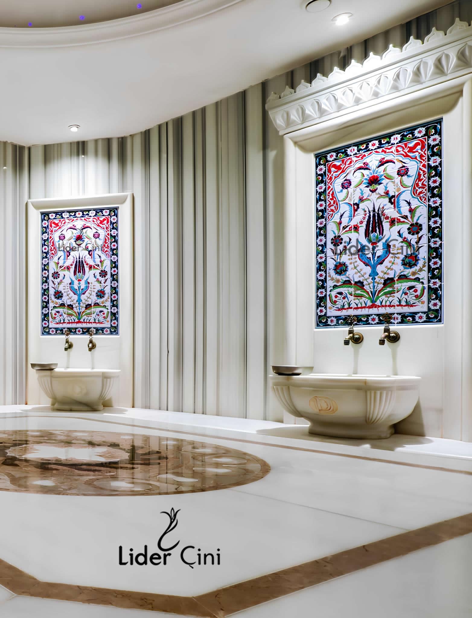Türk Hamam Çini Panoları-Kütahya Lale Desenli Hamam Çini-THP-026