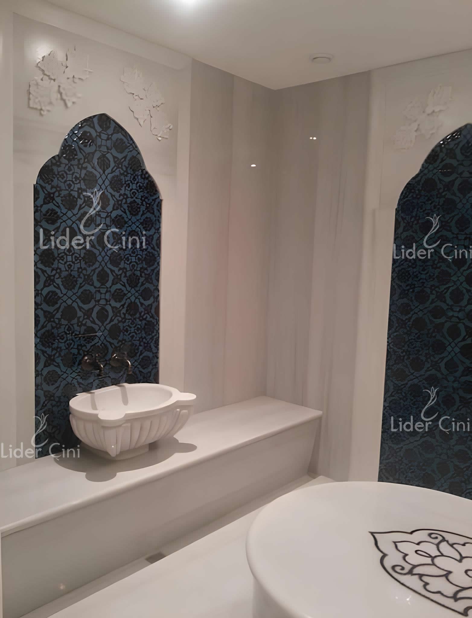 Türk Hamam Çini Panoları-Zümrüt Yeşil Çinili Hamam Panoları-THP-037