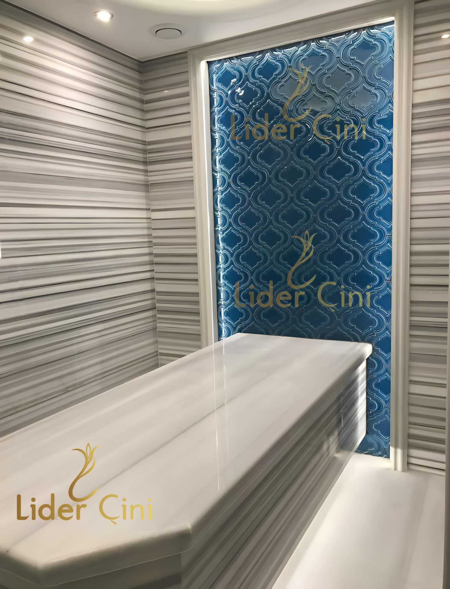 Türk Hamam Çini Panoları-Kütahya Çini Motifi Hamam Çinisi-THP-044