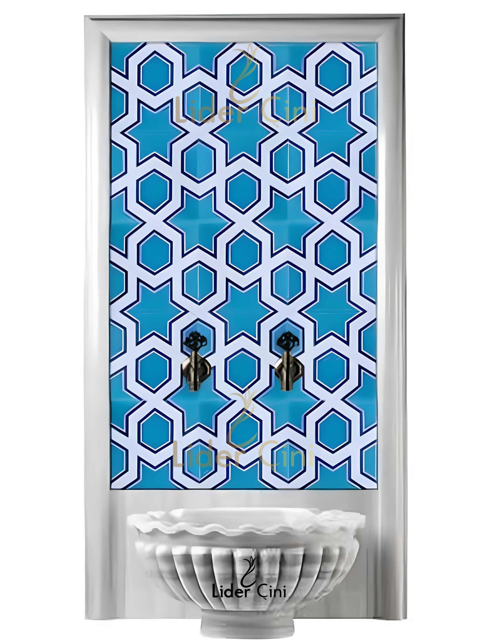 Türk Hamam Çini Panoları-Selçuklu Modeli Kahve Desen Hamam Pano-THP-047