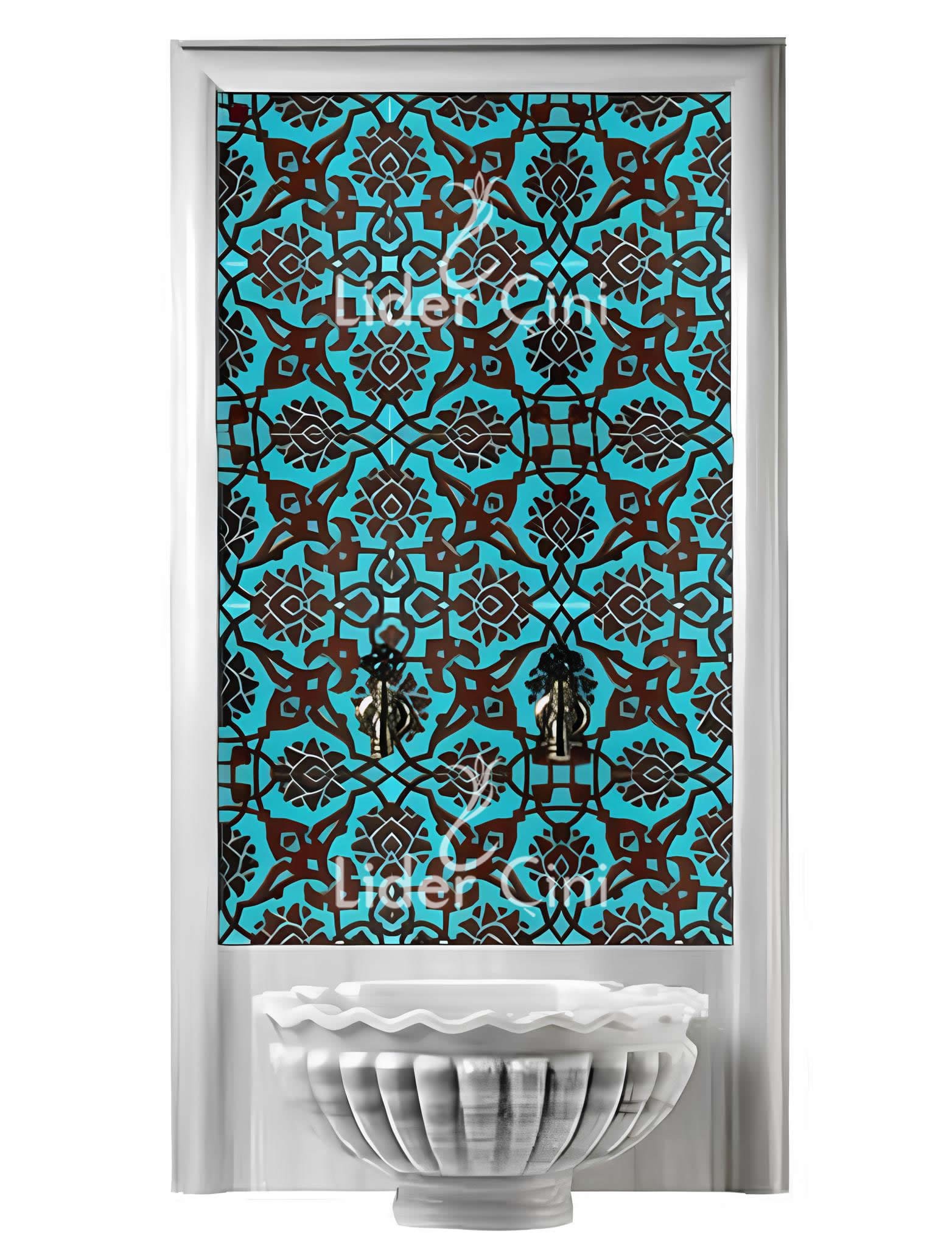 Türk Hamam Çini Panoları-80x160 Siyah Yeşil Selçuklu Modeli-THP-049