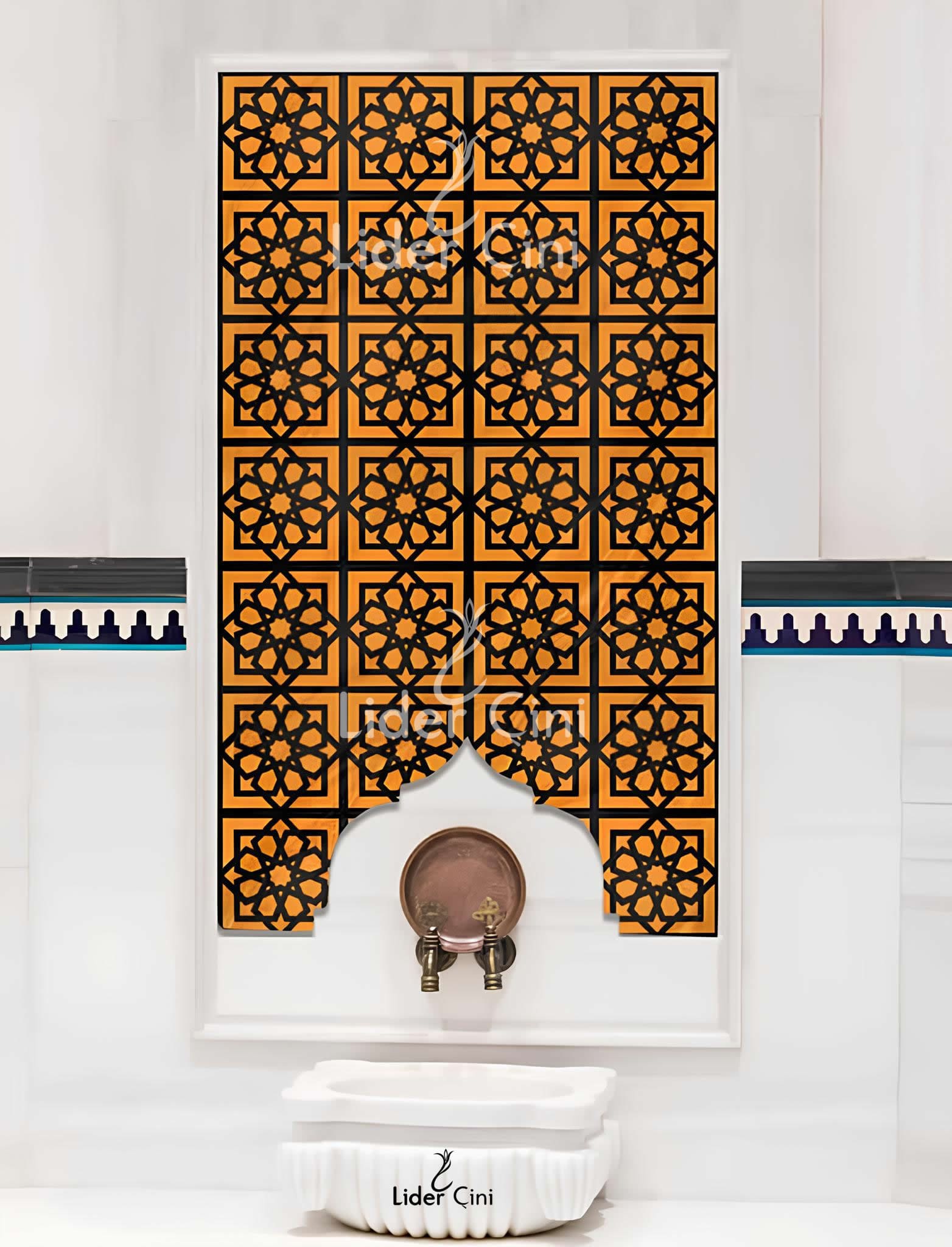Türk Hamam Çini Panoları-Mimari Hamam Tasarım Çinileri-THP-056
