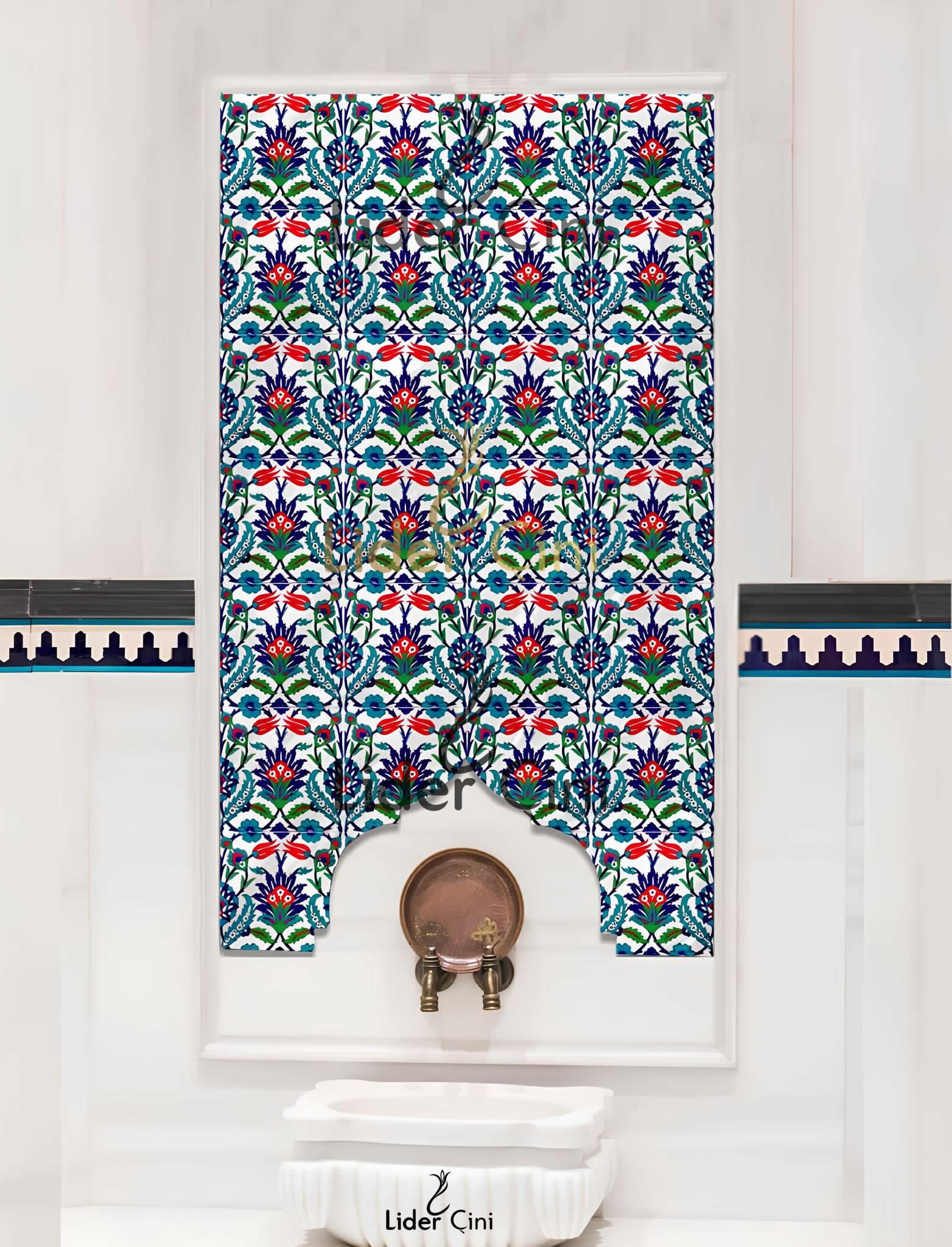 Türk Hamam Çini Panoları-Sarmaşık Hamam Çinisi-THP-006