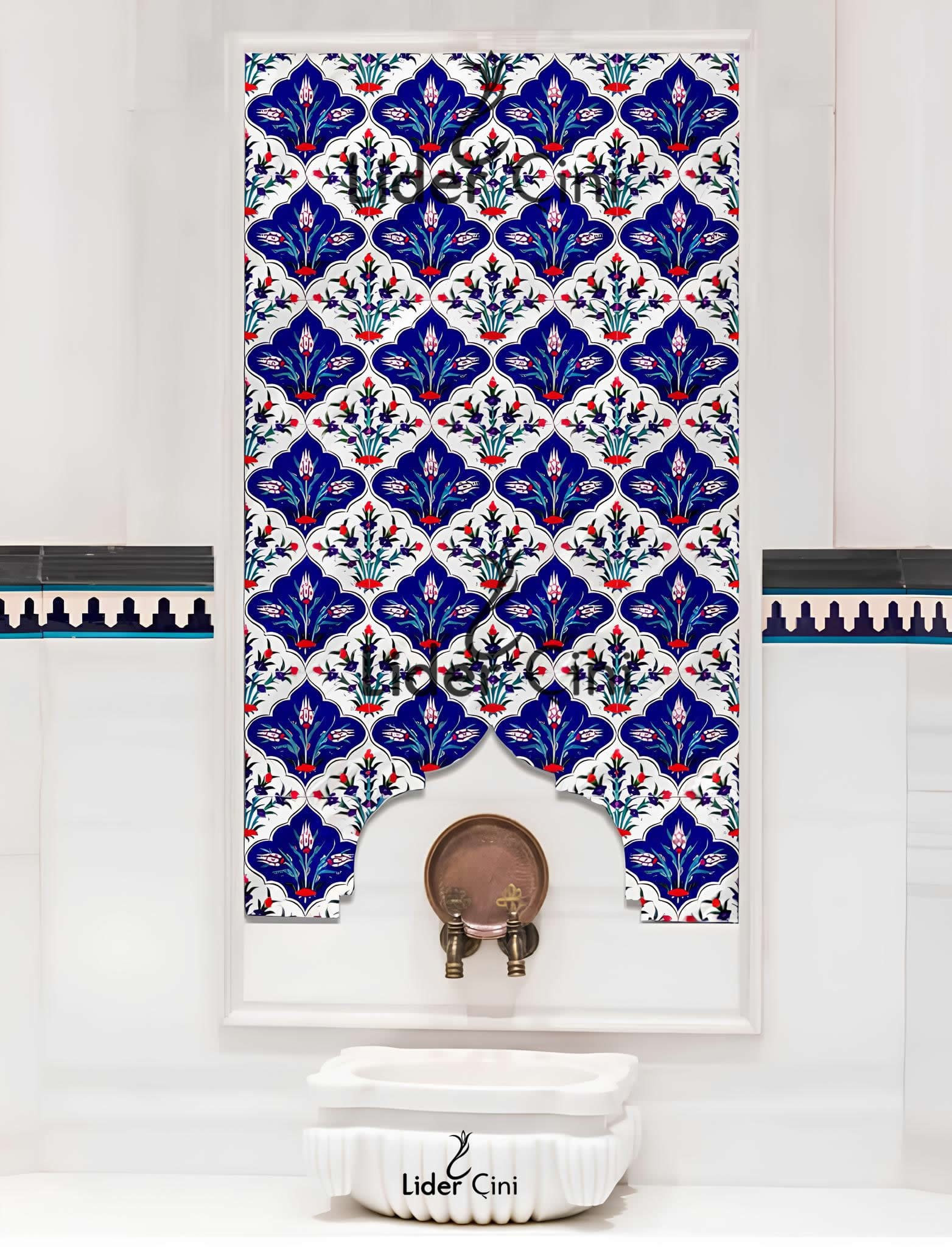 Türk Hamam Çini Panoları-İznik Çini Hamam Pano-THP-064